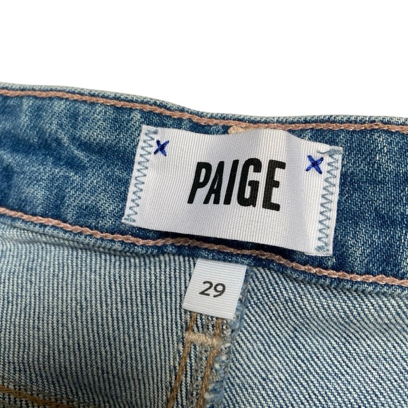 Paige Noella Destructed Straight Crop Jeans 29 Distressed Raw Hem Denim - Picture 13 of 14